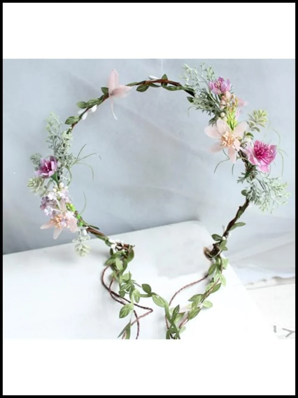 Floral Crown Headband Adjustable Flower Halo Bridal Hair Accessory